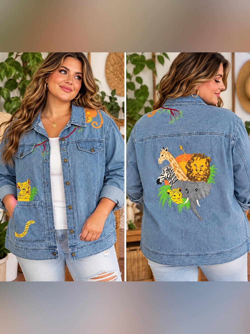 Quacker Factory Embroidered Denim Jacket - Blue